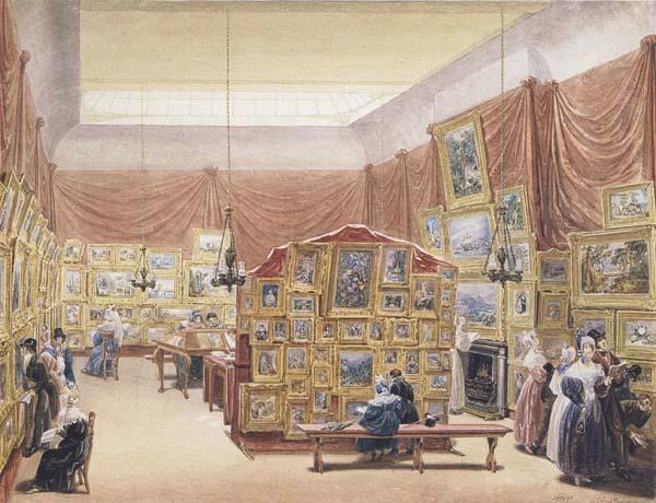 George Scharf Interior of the Gallery of the New Society of Painters in Watercolours (mk47) France oil painting art